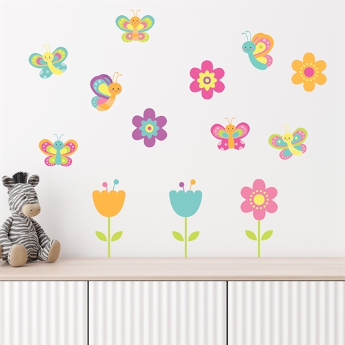 Printet Farverige sommerfugle - wallstickers