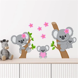 Printet Koala i lyserød - wallstickers