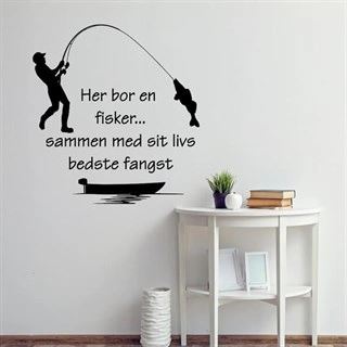 Her bor en fisker - wallstickers