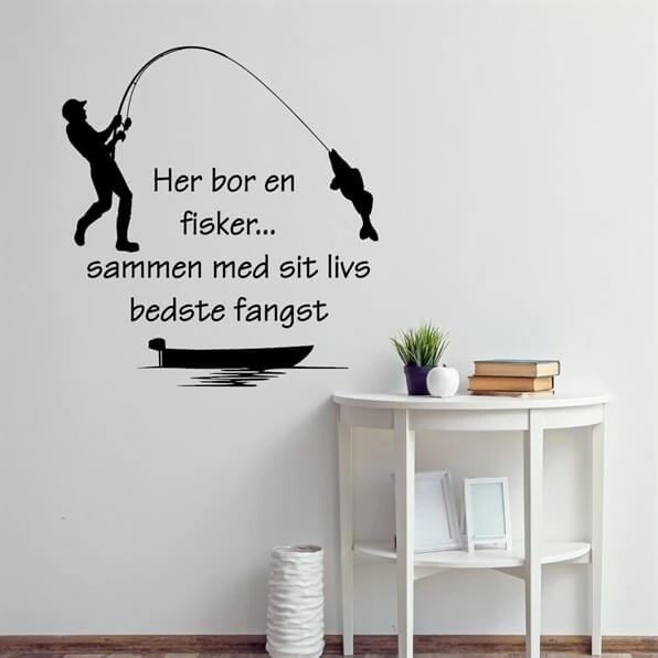Her bor en fisker - wallstickers