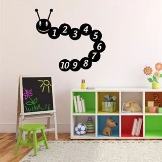 Søt wallsticker med larve og tall