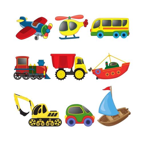 Fartøjer i flere farver - Wallsticker 