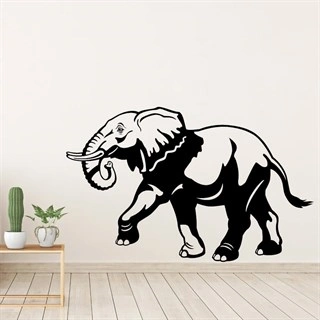 Wallsticker - løbende elefant