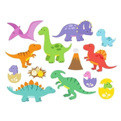Wallsticker - Søde dinosaur med unger