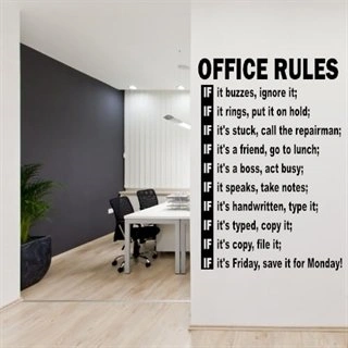 Wallsticker til kontoret med morsomme regler