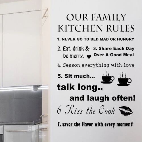 Wallsticker med engelske familieregler. En tekst som burde være til inspirasjon for enhver familie